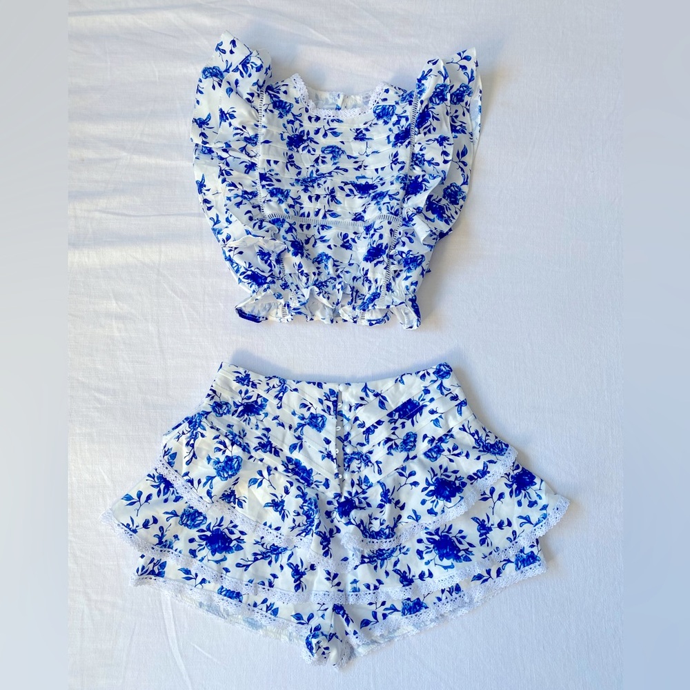 Dixie Pleated Ruffle Top+Shorts Set